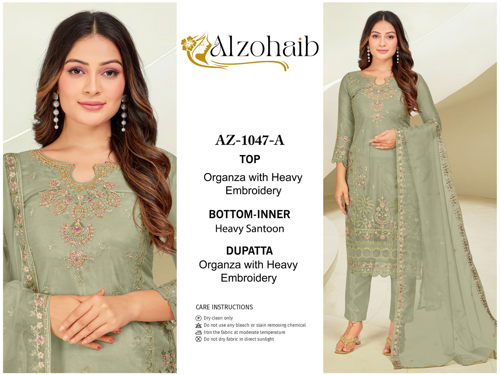 Alzohaib Az 1047 A To D Organza Pakistani Suits Wholesale Price In Surat
